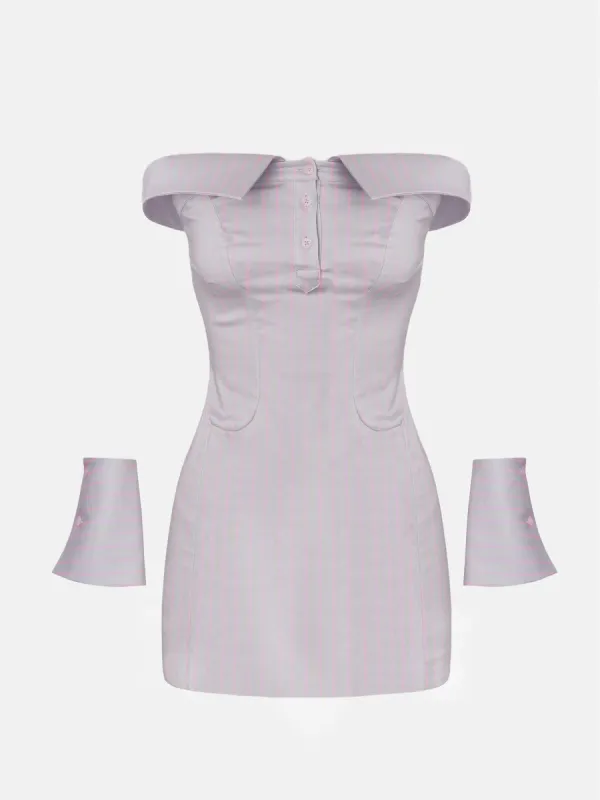 Blake Dress Grey/Pink Pinstripe sold by Poster Girl