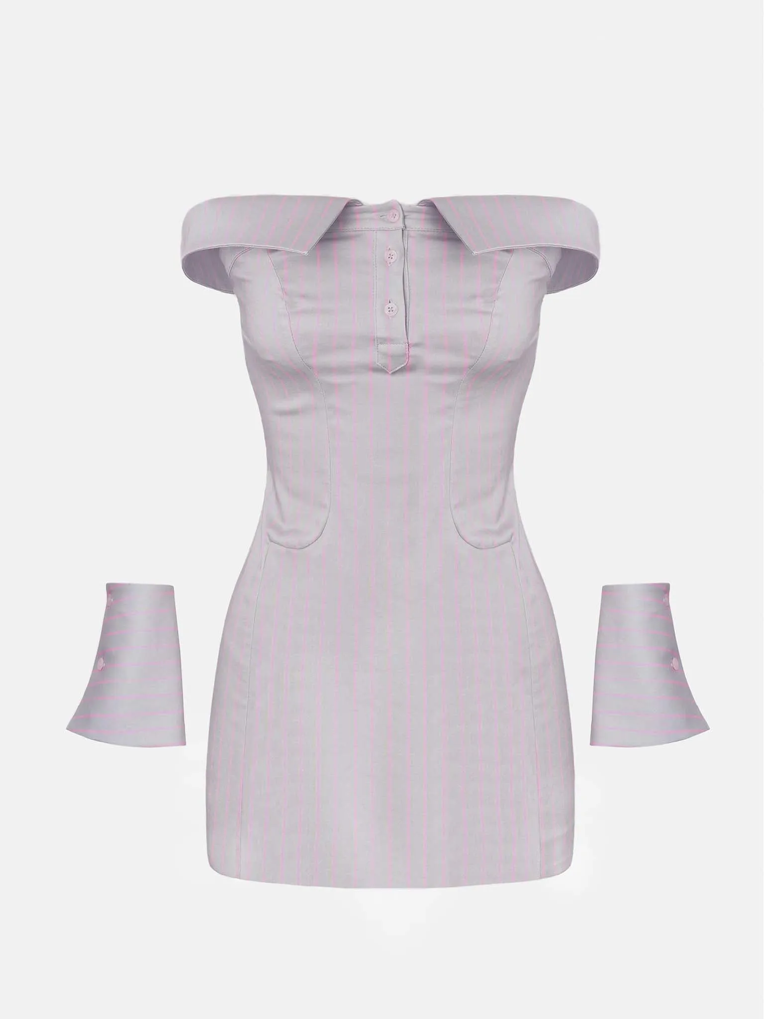 Blake Dress Grey/Pink Pinstripe sold by Poster Girl