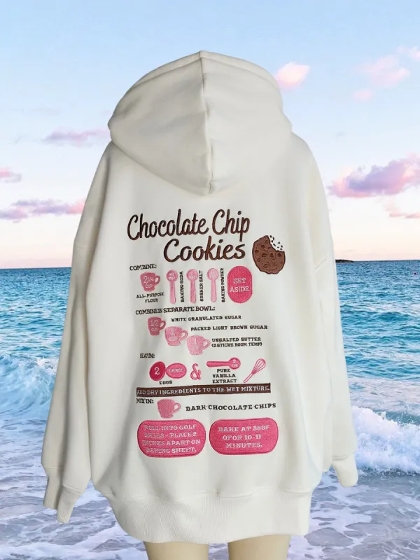 【KOOLOSET】Cookie Cookies Embroidery Sweatshirt LAST ONE SIZE MEDIUM) Chocolate Chip Cookie Recipe Embroider