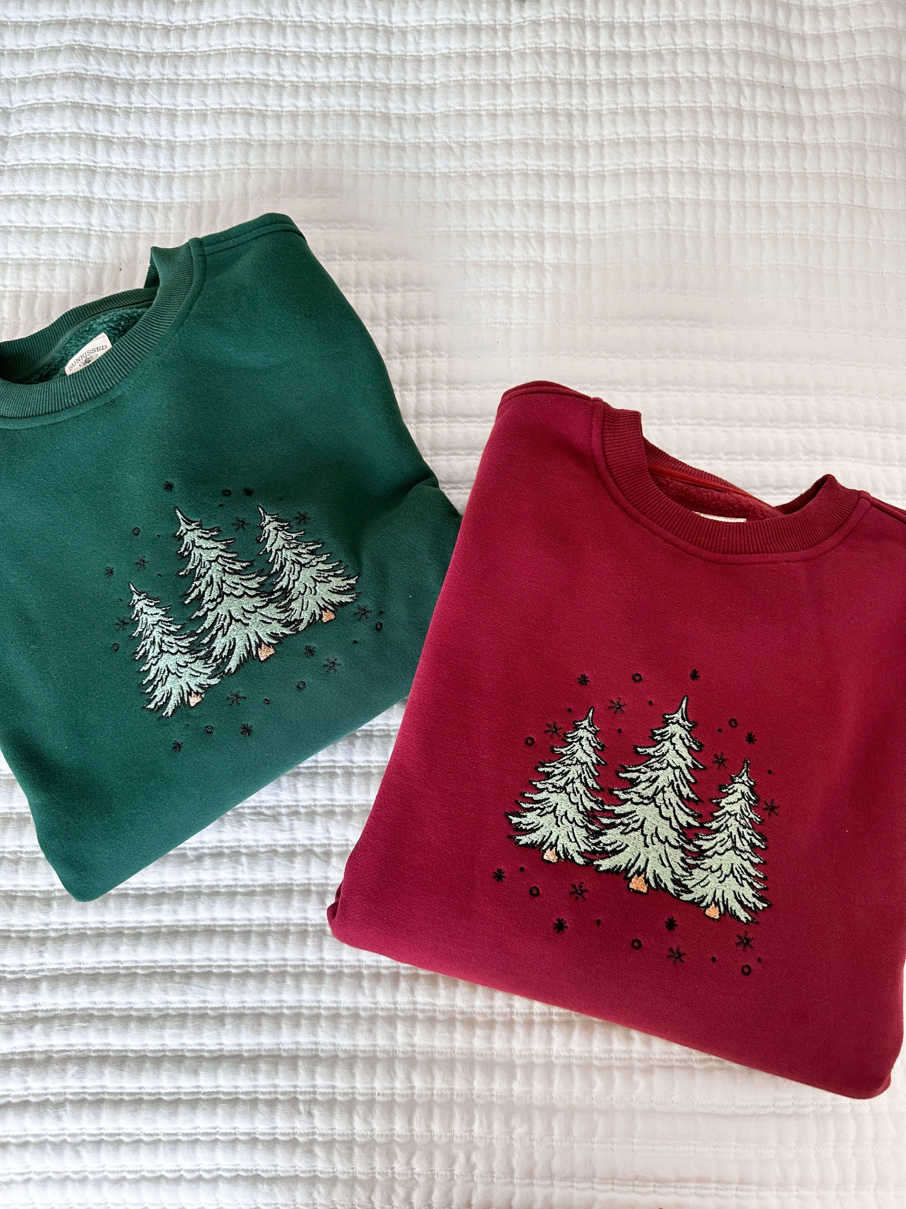 Winter Green Christmas Tree Embroider Sweatshirt sold by Sunkissed Coconut product image thumbnail 11