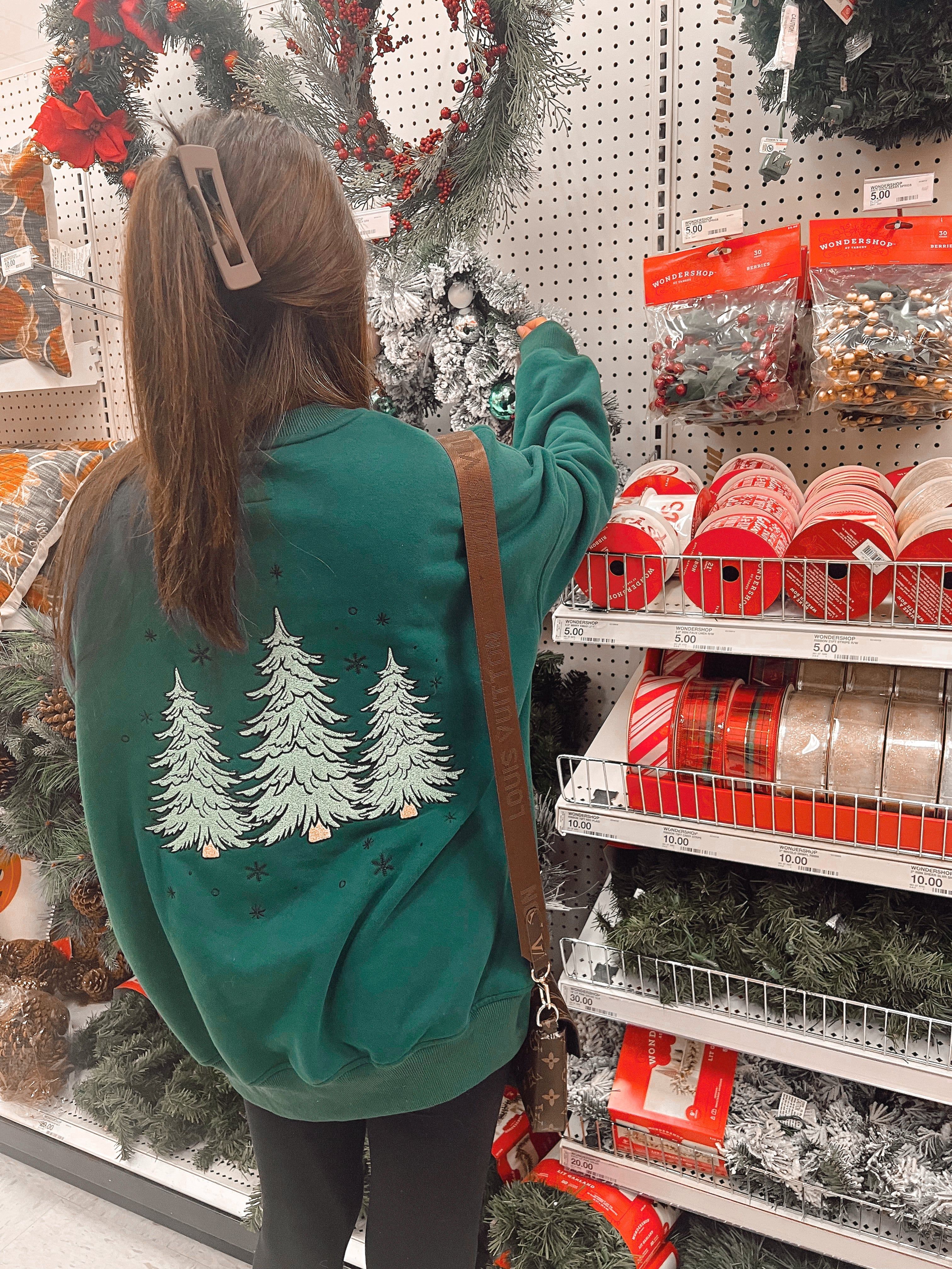 Winter Green Christmas Tree Embroider Sweatshirt sold by Sunkissed Coconut product image thumbnail 2
