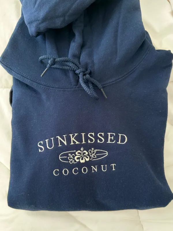 Navy Embroider Sunkissedcoconut Hoodie sold by Sunkissed Coconut