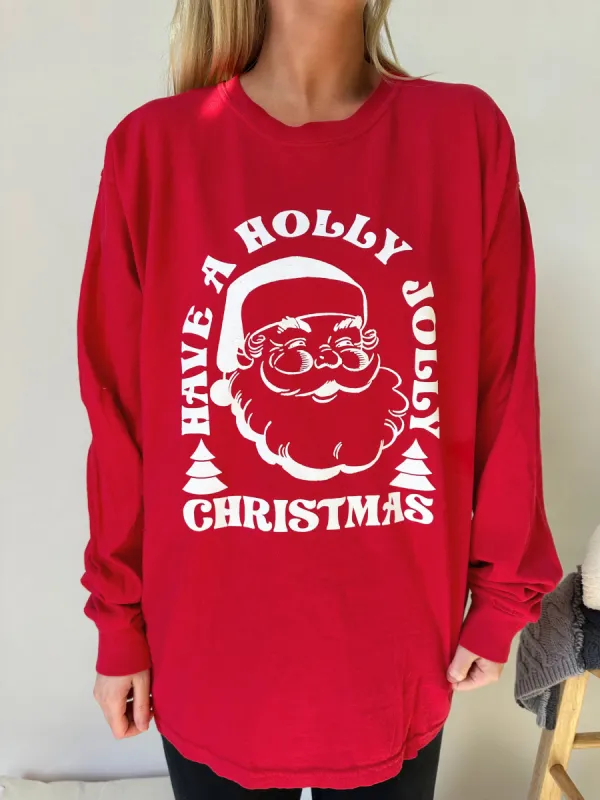 (LAST ONE SIZE MEDIUM) Have A Holly Jolly Christmas Long Sleeve Tee sold by Sunkissed Coconut
