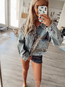 Leopard Denim Jacket sold by Sunkissed Coconut