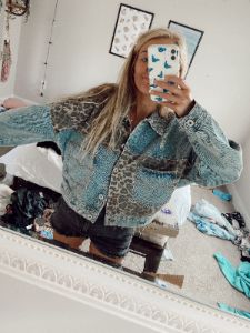 Leopard Denim Jacket sold by Sunkissed Coconut