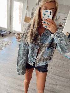 Leopard Denim Jacket sold by Sunkissed Coconut
