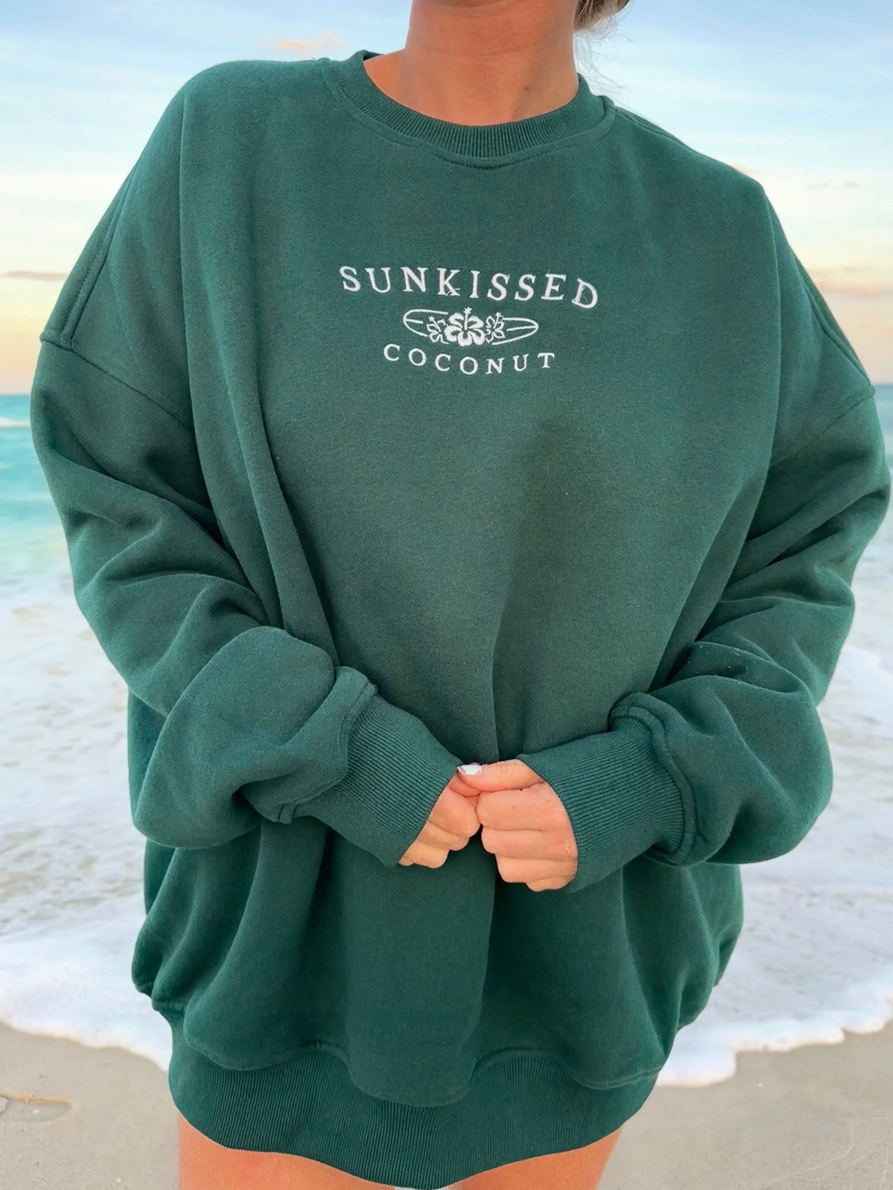 Winter Green Sunkissedcoconut Embroider Sweatshirt sold by Sunkissed Coconut product image thumbnail 3