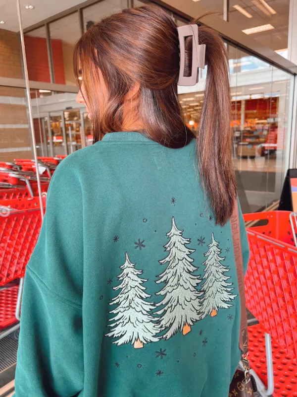 Winter Green Christmas Tree Embroider Sweatshirt made by Sunkissed Coconut