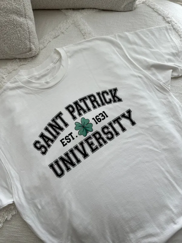 Saint Patrick University Clover Tee made by Sunkissed Coconut