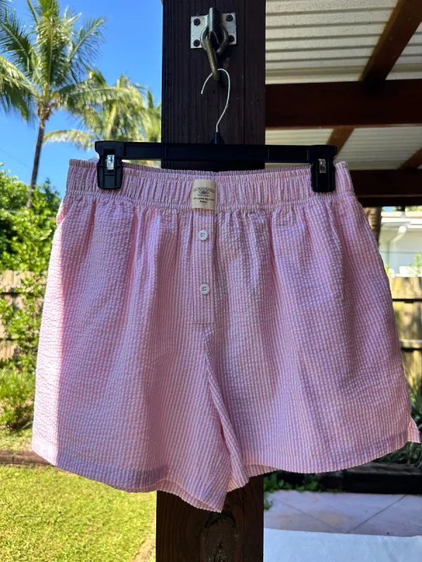 Pink Seersucker Everyday Boxer Shorts sold by Sunkissed Coconut