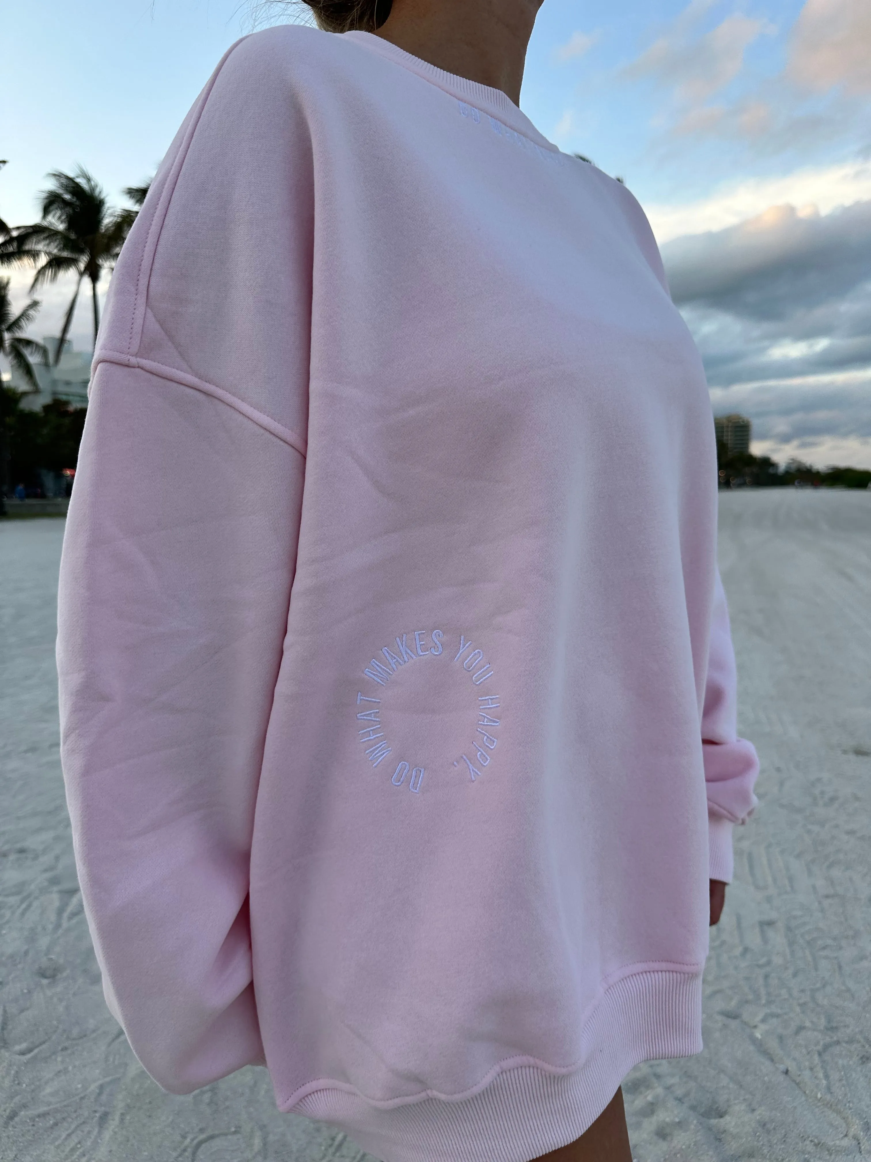Light Pink Do What Makes You Happy Embroider Sweatshirt sold by Sunkissed Coconut product image thumbnail 2