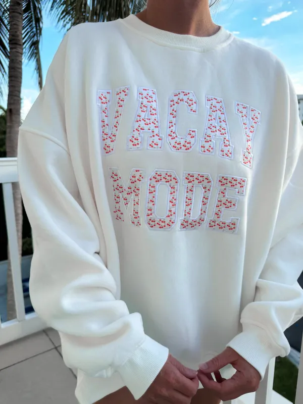VACAY MODE CHERRY EMBROIDER FABRIC SWEATSHIRT sold by Sunkissed Coconut