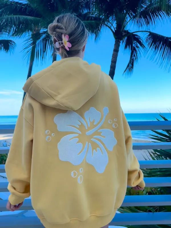 HIBISCUS FLOWER TOWEL EMBROIDER HOODIE sold by Sunkissed Coconut