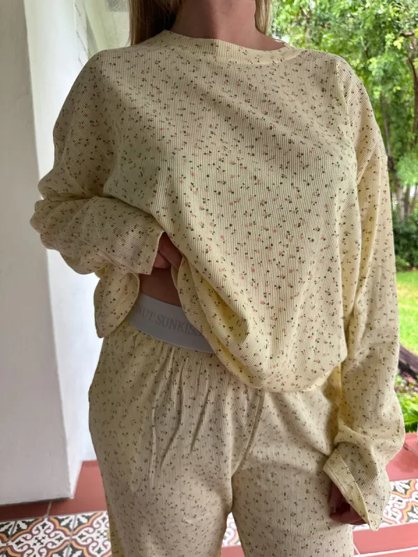 Lemon Floral Long Sleeve Pajama Top sold by Sunkissed Coconut