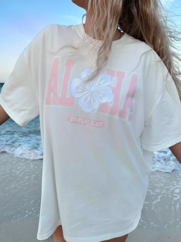 ALOHA PRINTED EMBROIDER TEE sold by Sunkissed Coconut