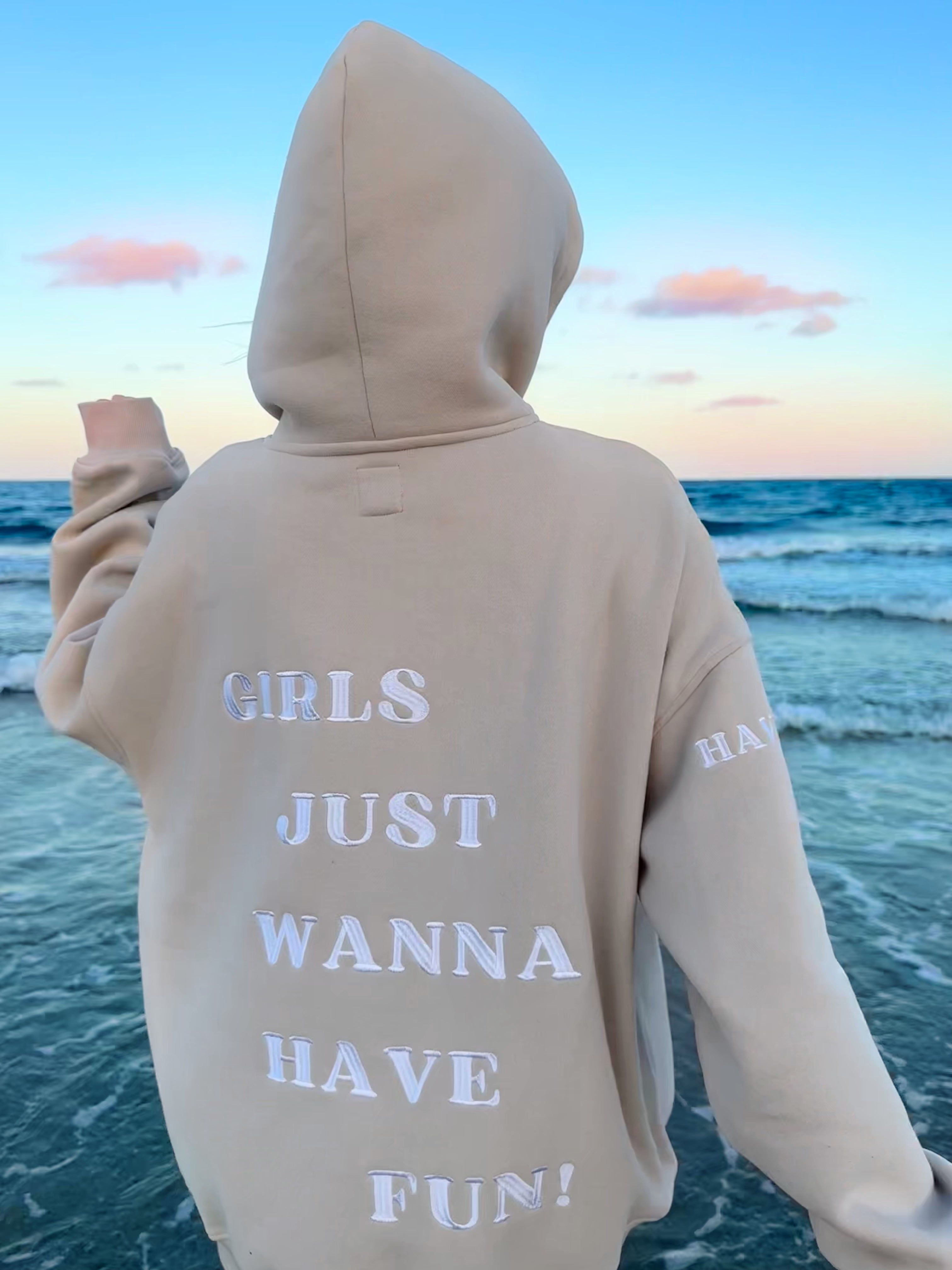 Girls Just Wanna Have Fun Embroider Hoodie sold by Sunkissed Coconut product image thumbnail 2