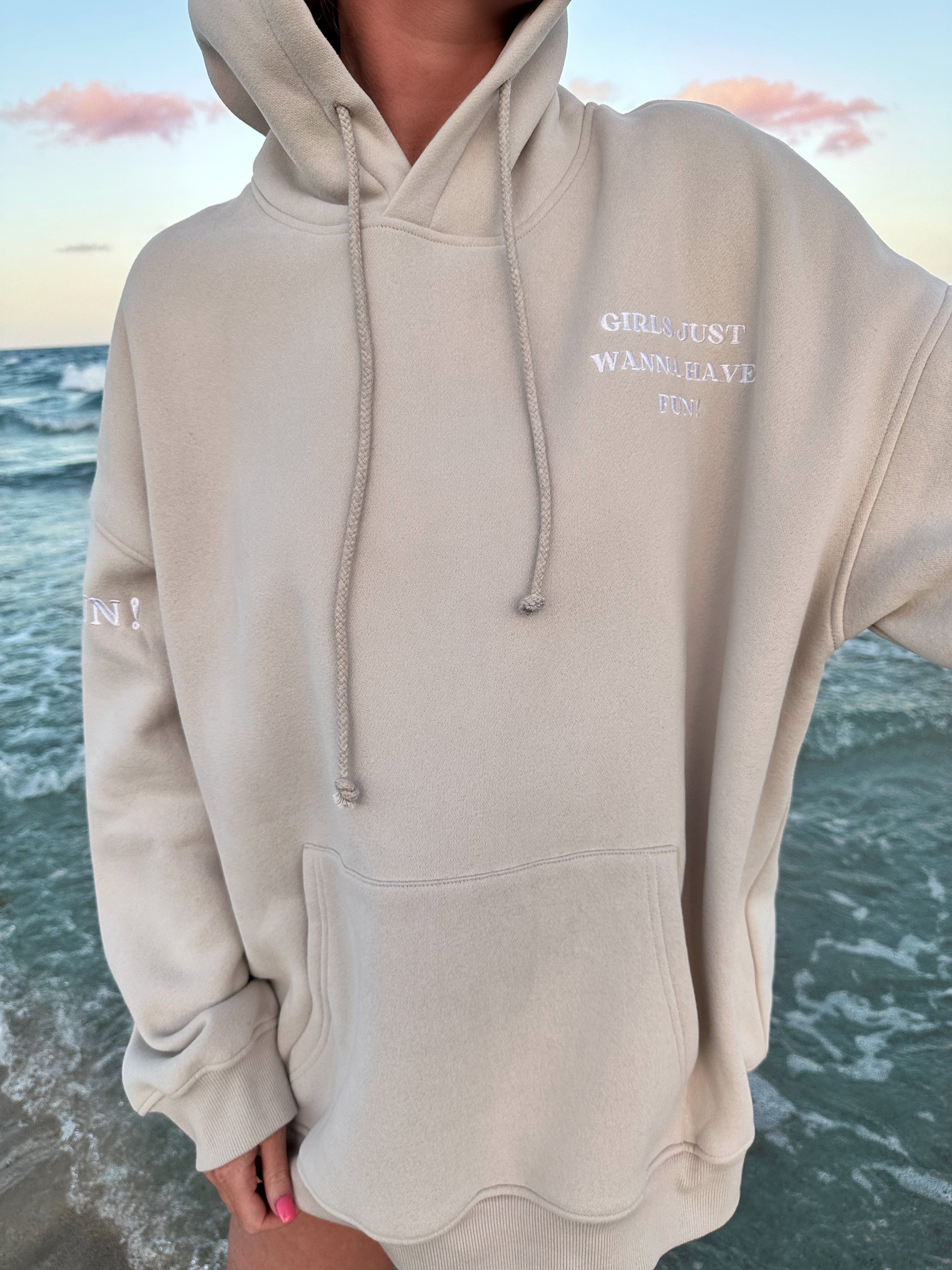 Girls Just Wanna Have Fun Embroider Hoodie sold by Sunkissed Coconut