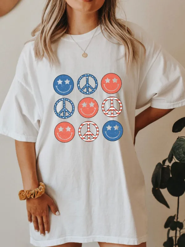 Distressed Smiley Independence Day Tee sold by Sunkissed Coconut
