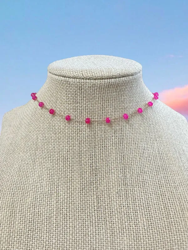 HOT PINK DAINTY CHOKER sold by Sunkissed Coconut