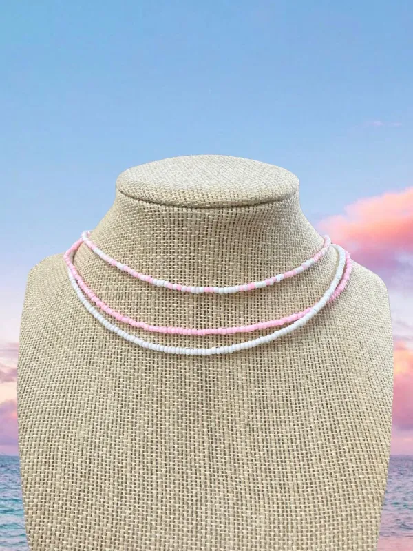STACKED BEADED CHOKER PINK sold by Sunkissed Coconut