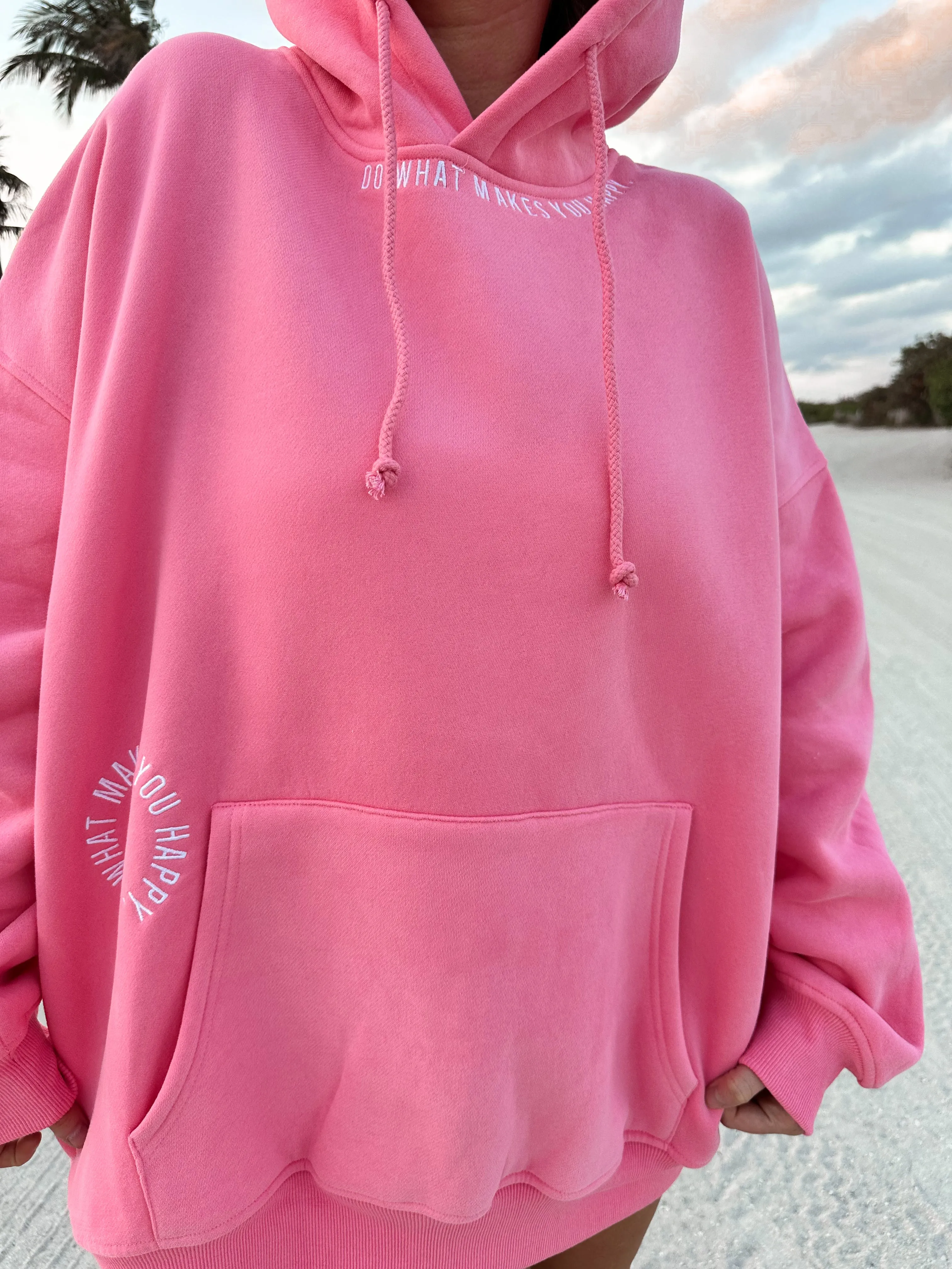 Hibiscus Pink Do What Makes You Happy Embroider Hoodie sold by Sunkissed Coconut product image thumbnail 3
