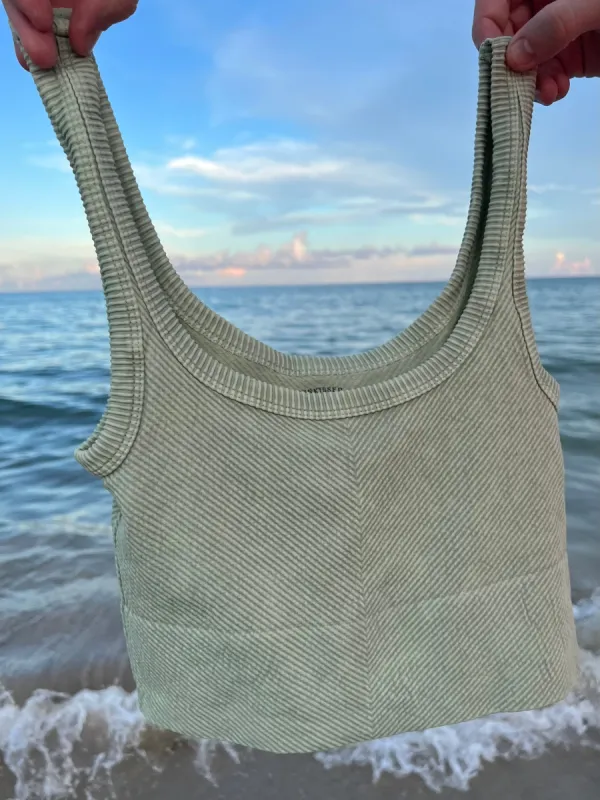 Everyday Vintage Basil Detailed Ribbed Tanktop sold by Sunkissed Coconut