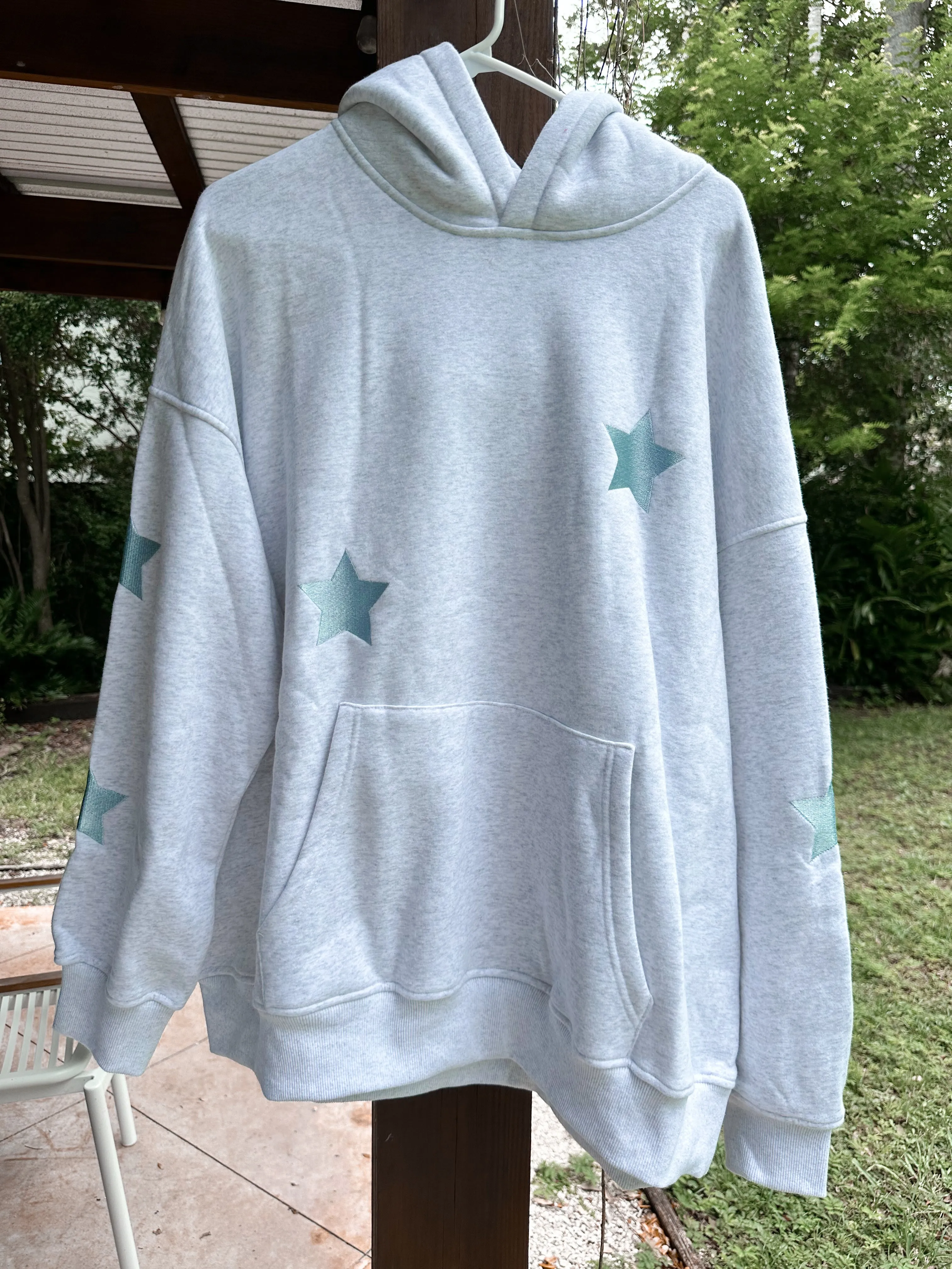 Pearl Grey Embroider Star Hoodie sold by Sunkissed Coconut product image thumbnail 2