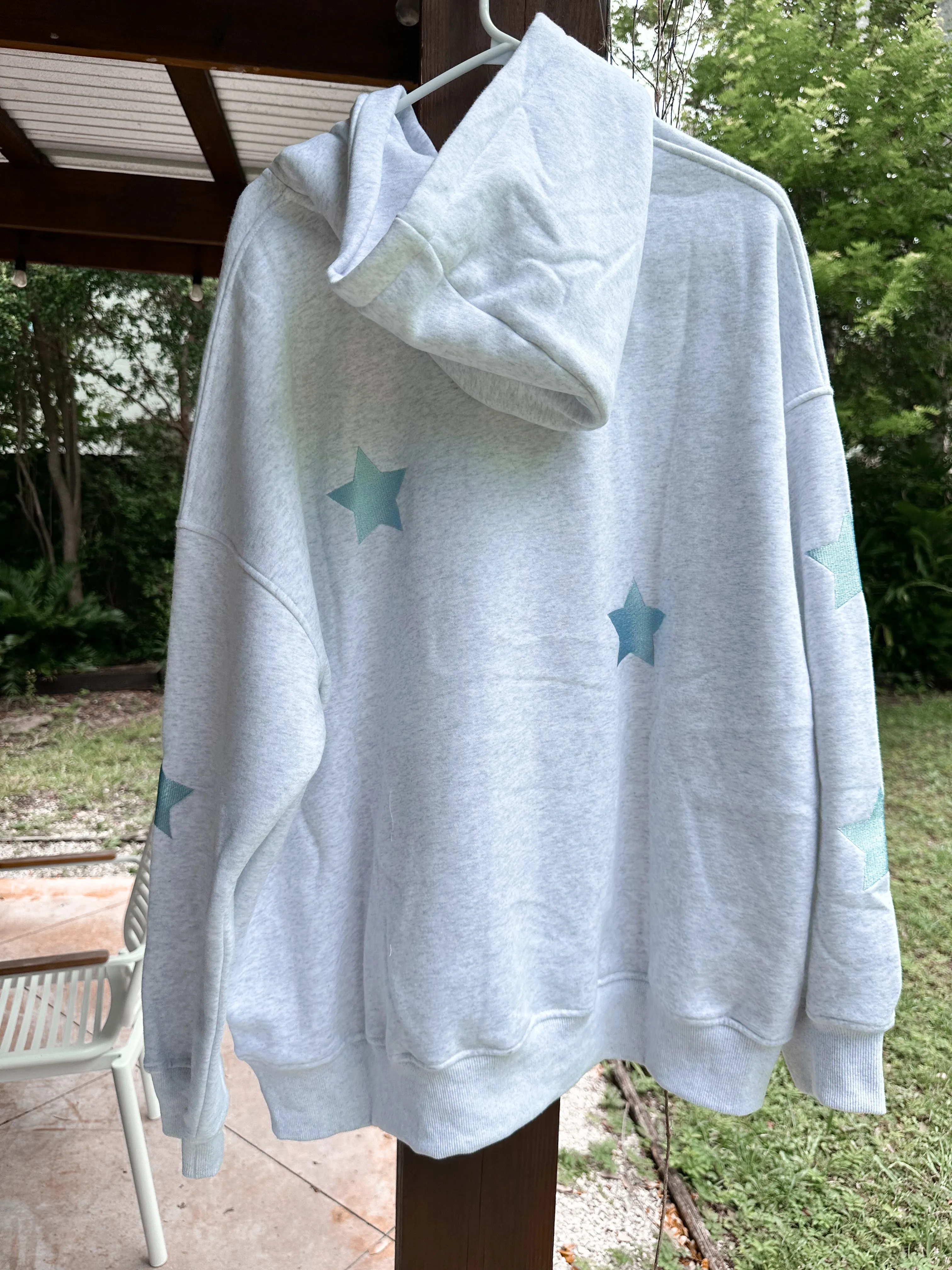 Pearl Grey Embroider Star Hoodie sold by Sunkissed Coconut product image thumbnail 3
