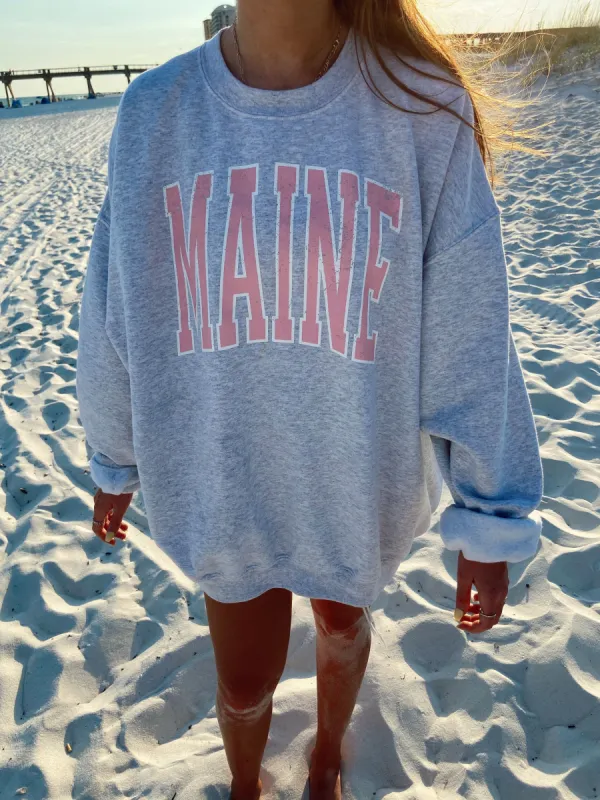 Pink Maine Vintage Sweatshirt sold by Sunkissed Coconut