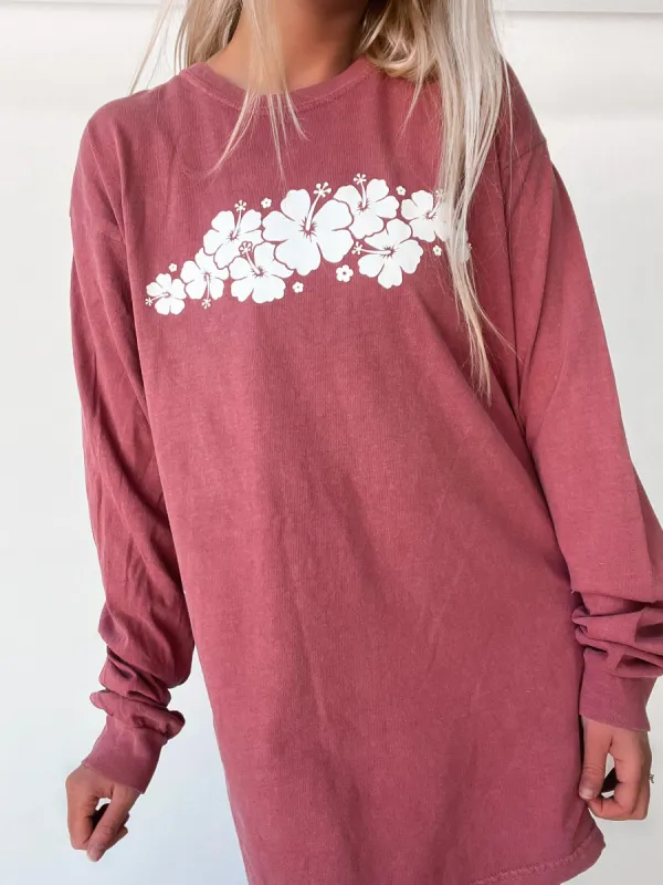 Hibiscus Flower Long Sleeve Tee sold by Sunkissed Coconut