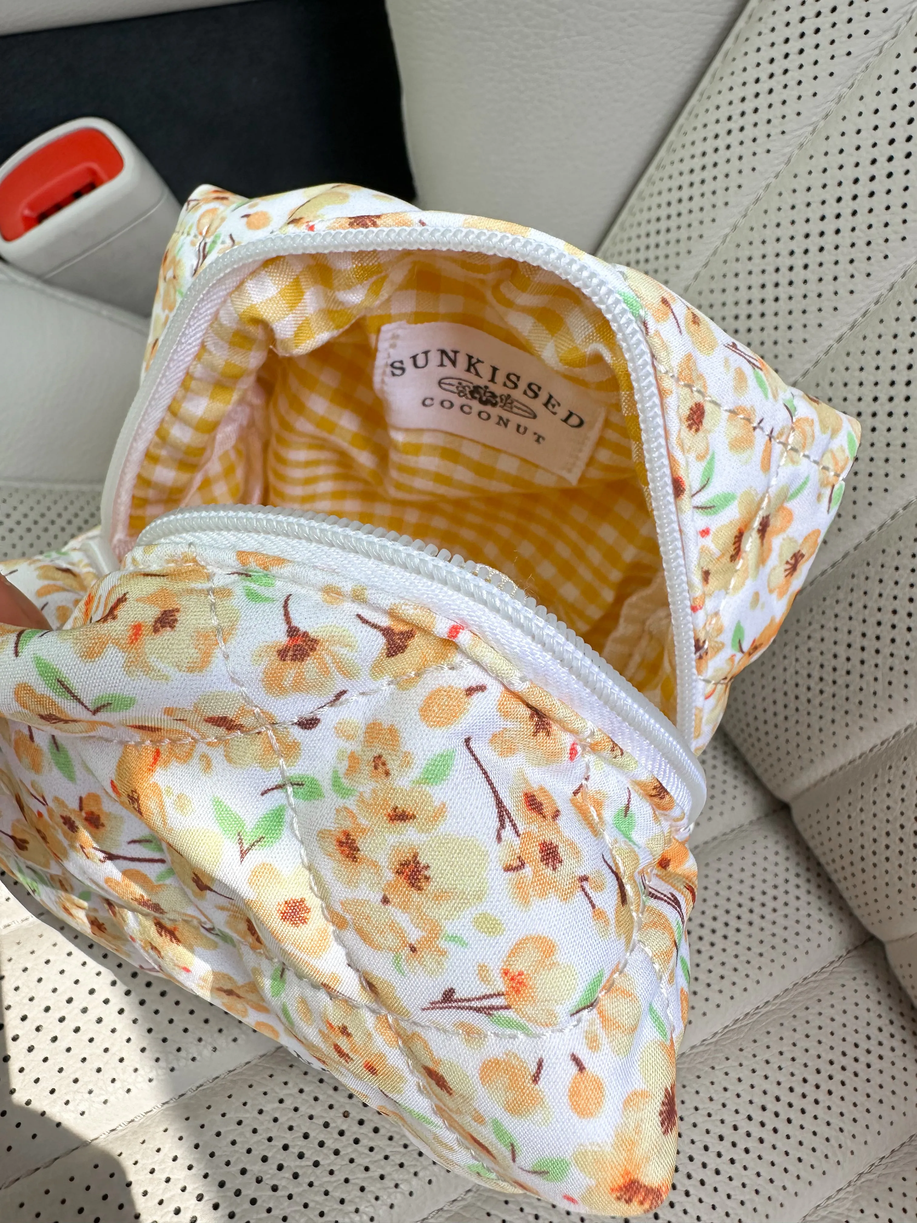Small Yellow Flower Quilted Handmade Travel Bag sold by Sunkissed Coconut product image thumbnail 3