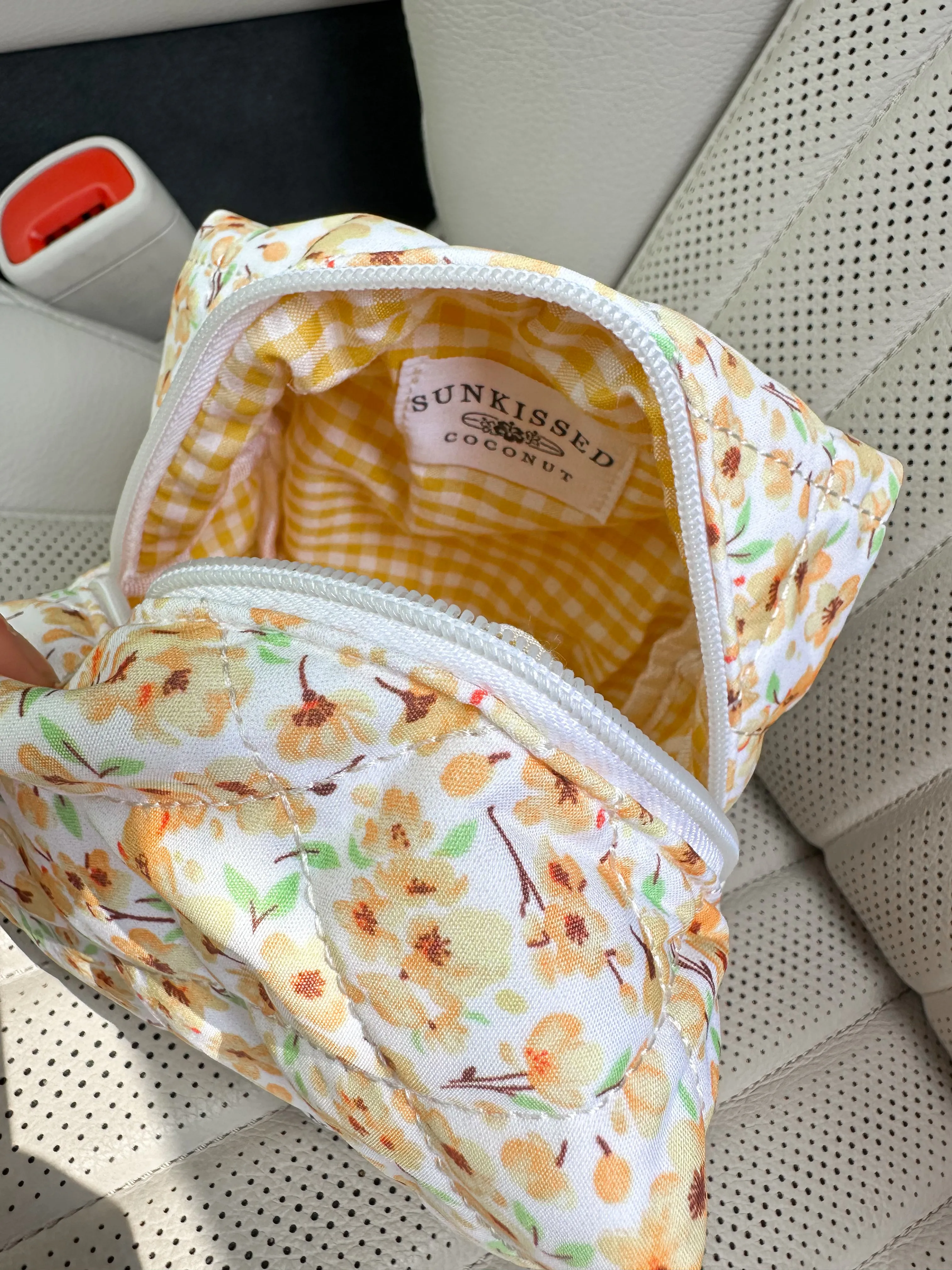 Small Yellow Flower Quilted Handmade Travel Bag sold by Sunkissed Coconut product image thumbnail 2