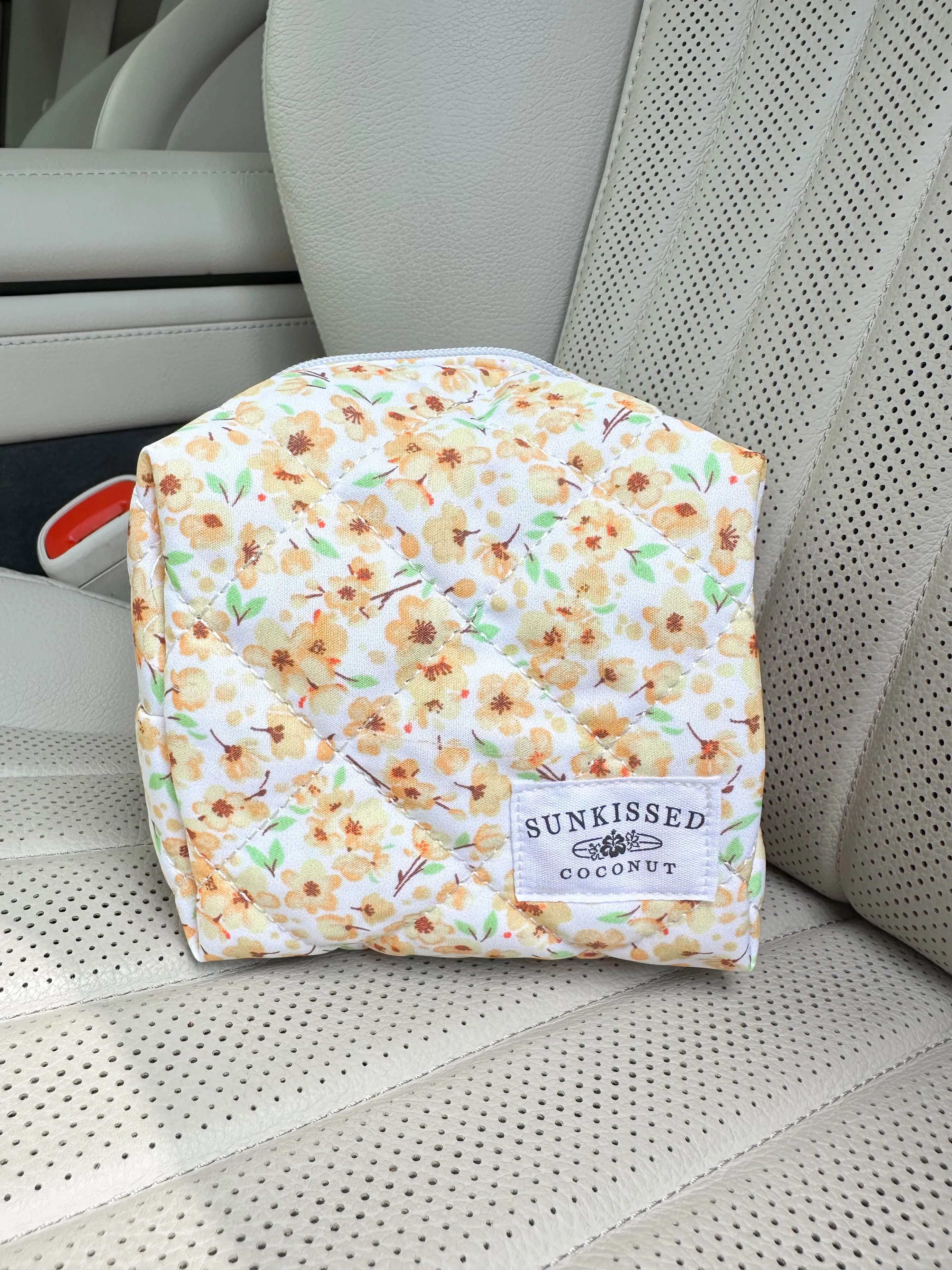 Small Yellow Flower Quilted Handmade Travel Bag sold by Sunkissed Coconut