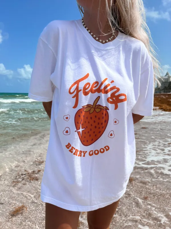 Trendy Vintage Strawberry Feeling Berry Good Tshirt sold by Sunkissed Coconut