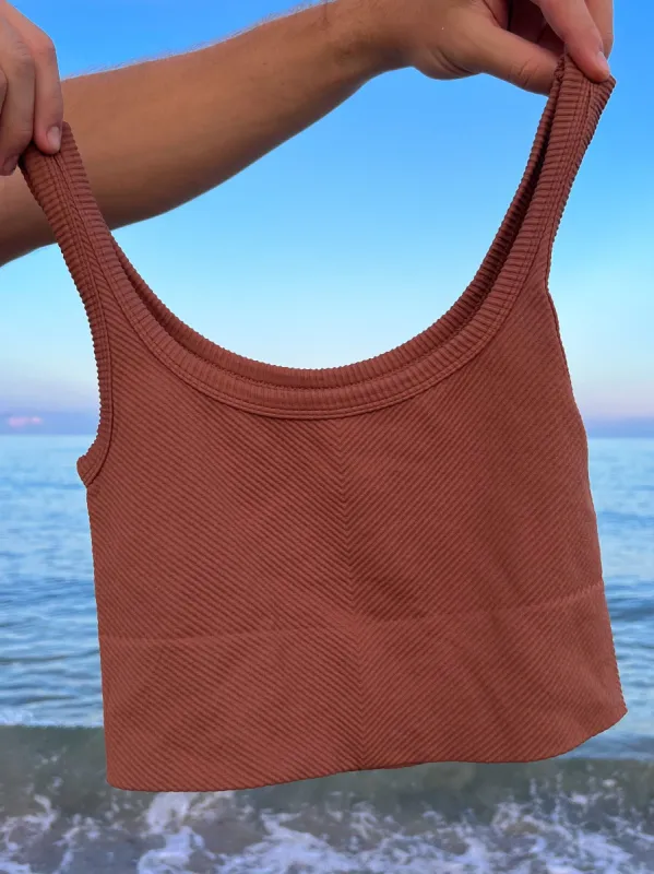 Everyday Detailed Ribbed Tanktop Cognac sold by Sunkissed Coconut