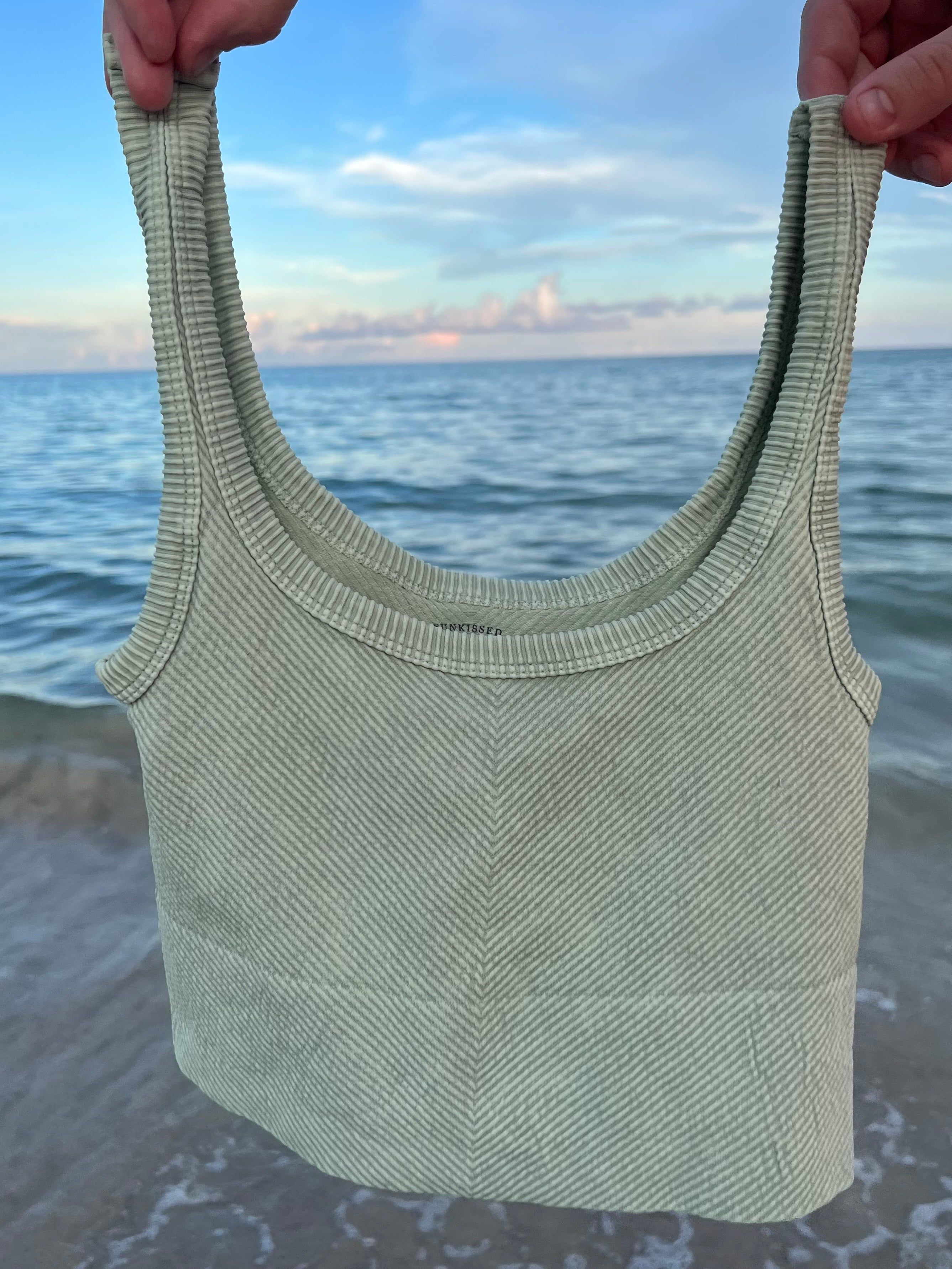 Everyday Vintage Basil Detailed Ribbed Tanktop sold by Sunkissed Coconut product image thumbnail 2