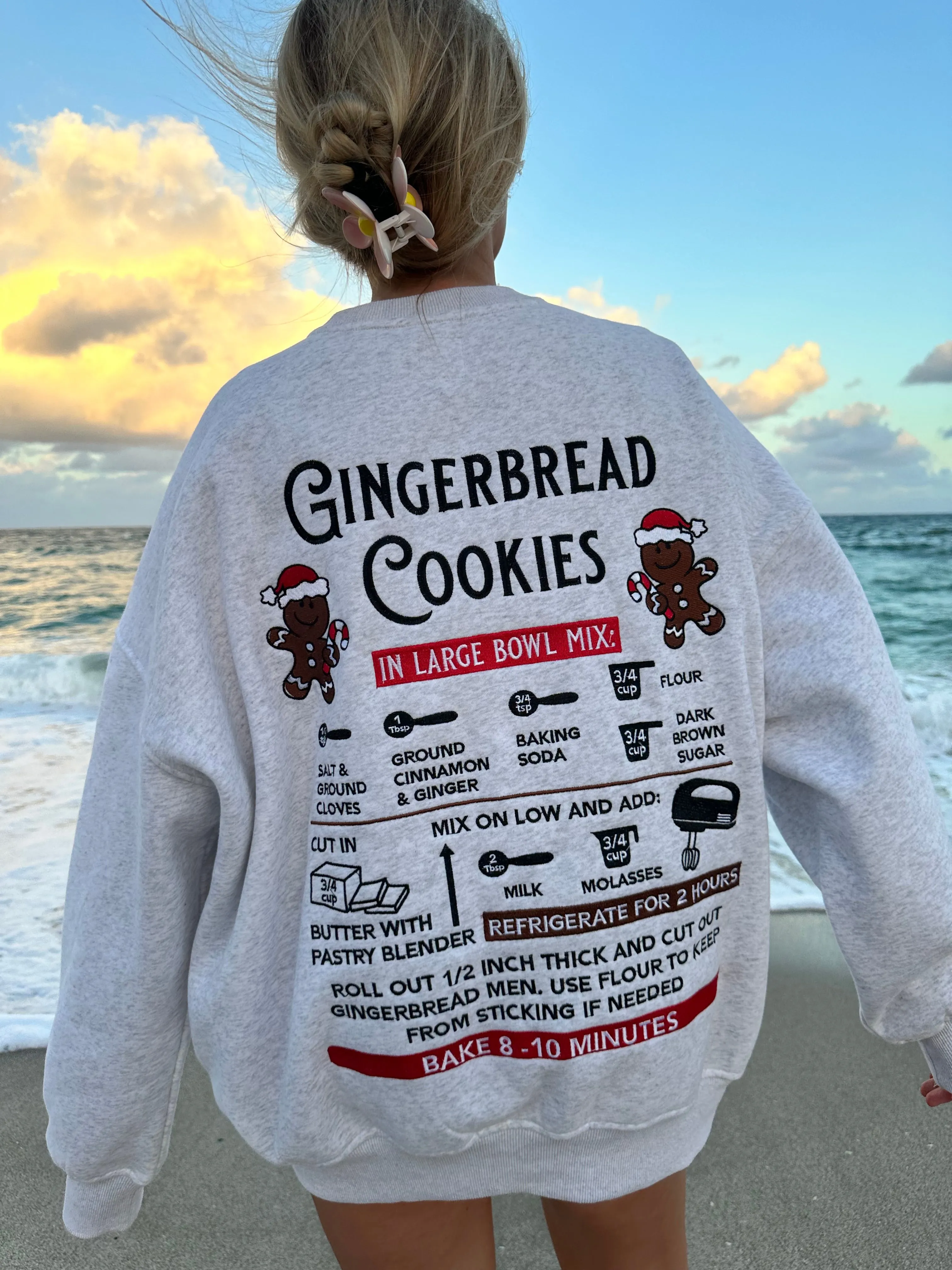 Pearl Grey Gingerbread Recipe Christmas Embroider Sweatshirt sold by Sunkissed Coconut product image thumbnail 3