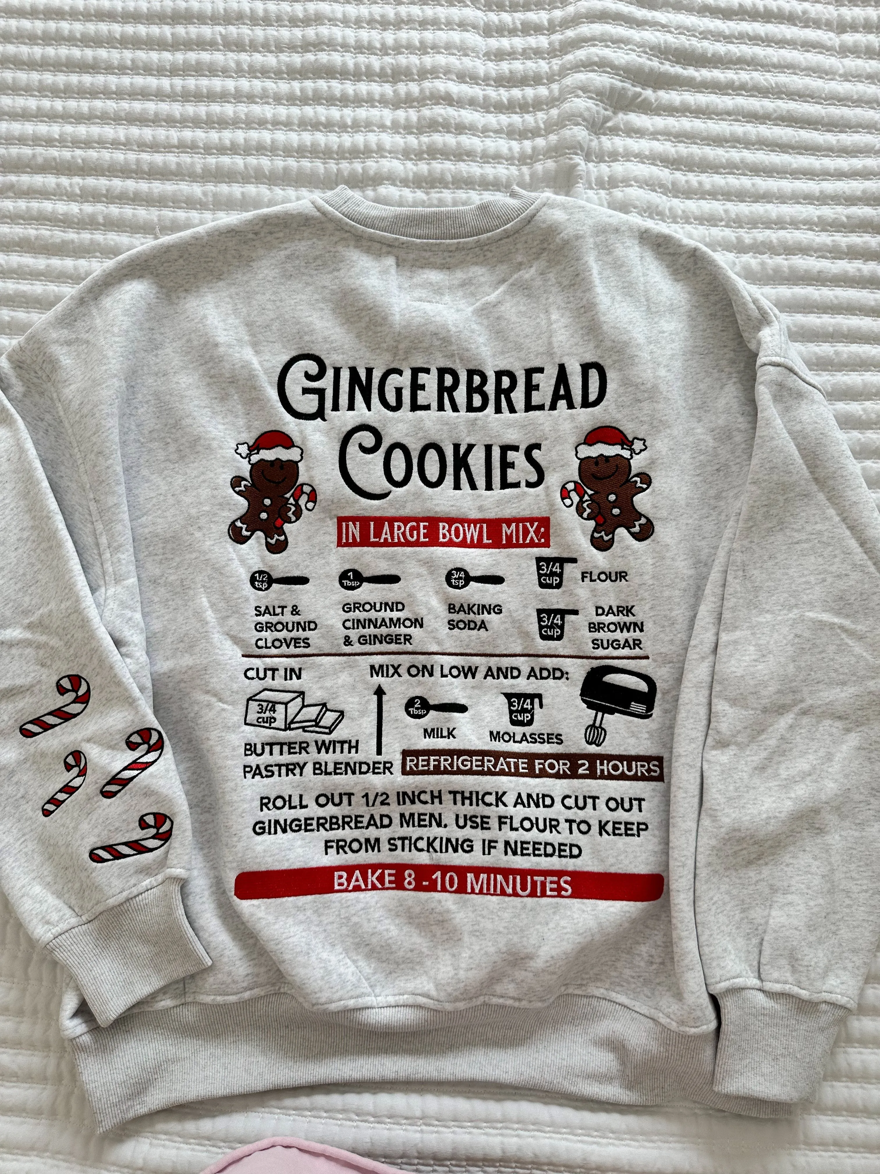 Pearl Grey Gingerbread Recipe Christmas Embroider Sweatshirt sold by Sunkissed Coconut