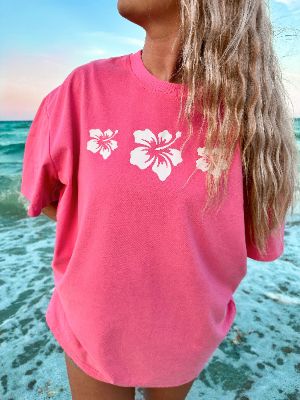 HIBISCUS FLOWER EMBROIDER TEE sold by Sunkissed Coconut