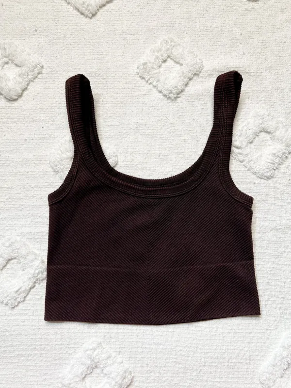Everyday Vintage Chocolate Detailed Ribbed Tanktop sold by Sunkissed Coconut