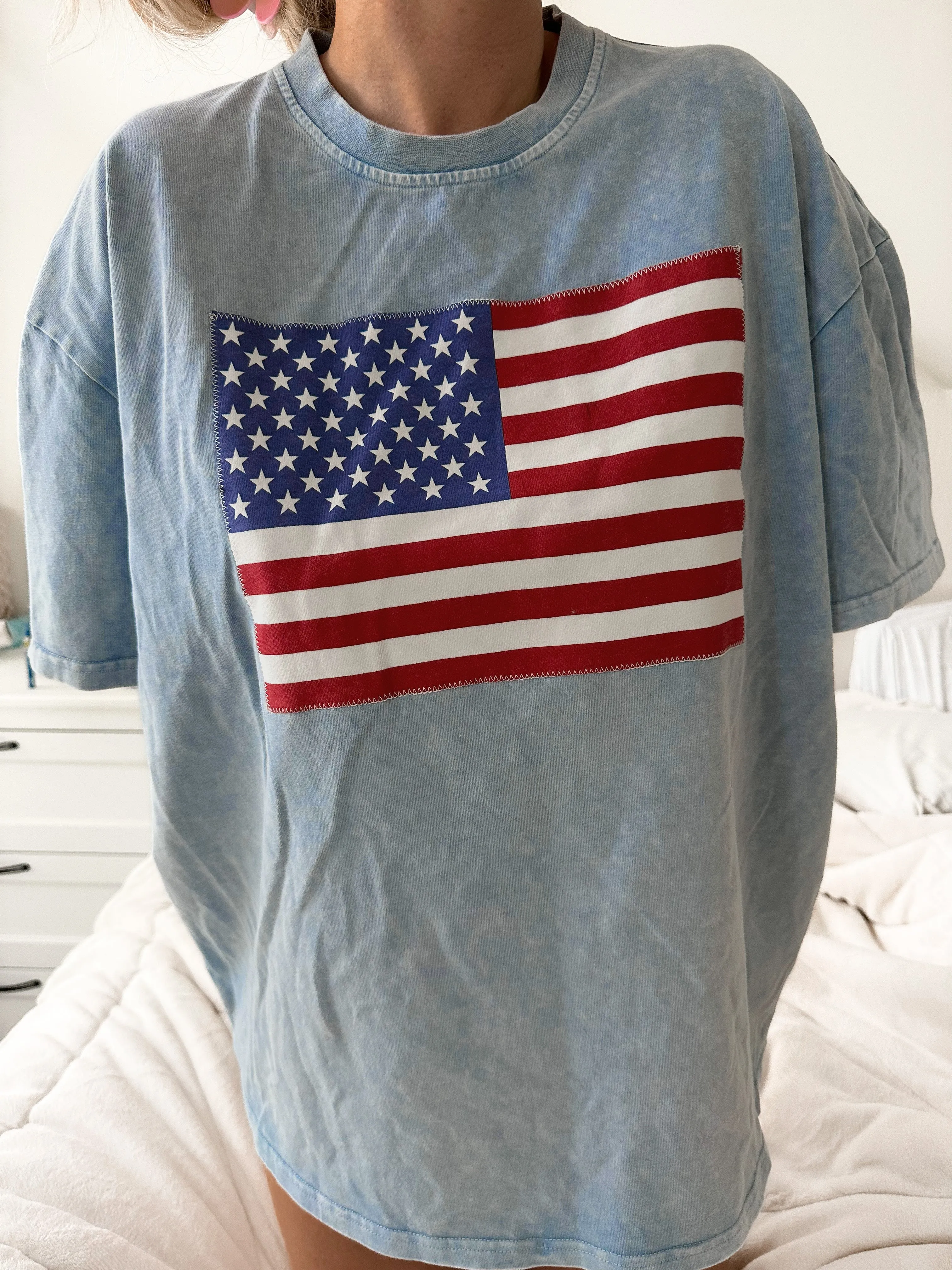 American Flag Embroider Tee sold by Sunkissed Coconut product image thumbnail 4