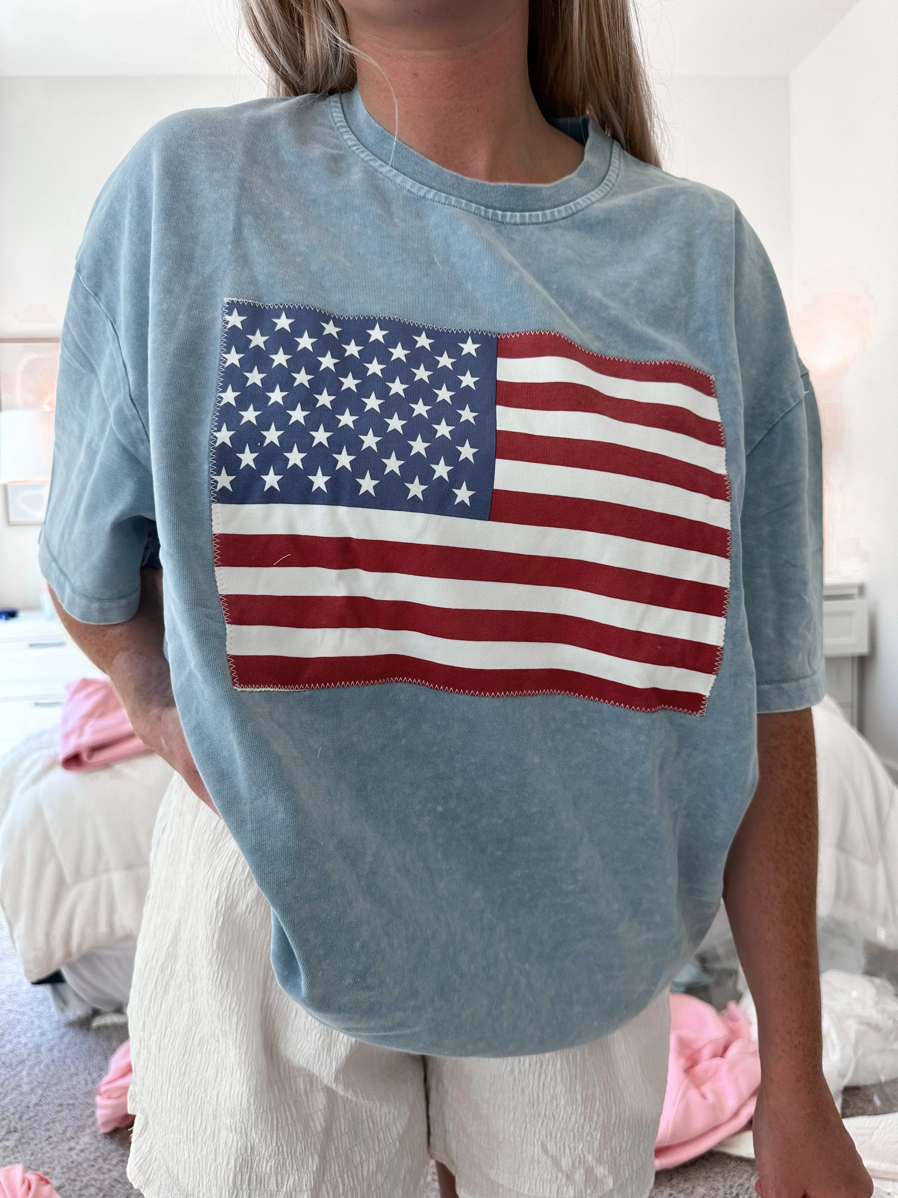 American Flag Embroider Tee sold by Sunkissed Coconut product image thumbnail 3