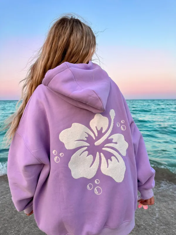 Hibiscus Flower Towel Embroider Hoodie sold by Sunkissed Coconut