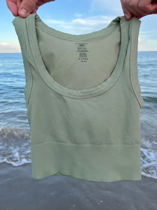 Be Ready Scoop Neck Essential Tank Top Basil sold by Sunkissed Coconut