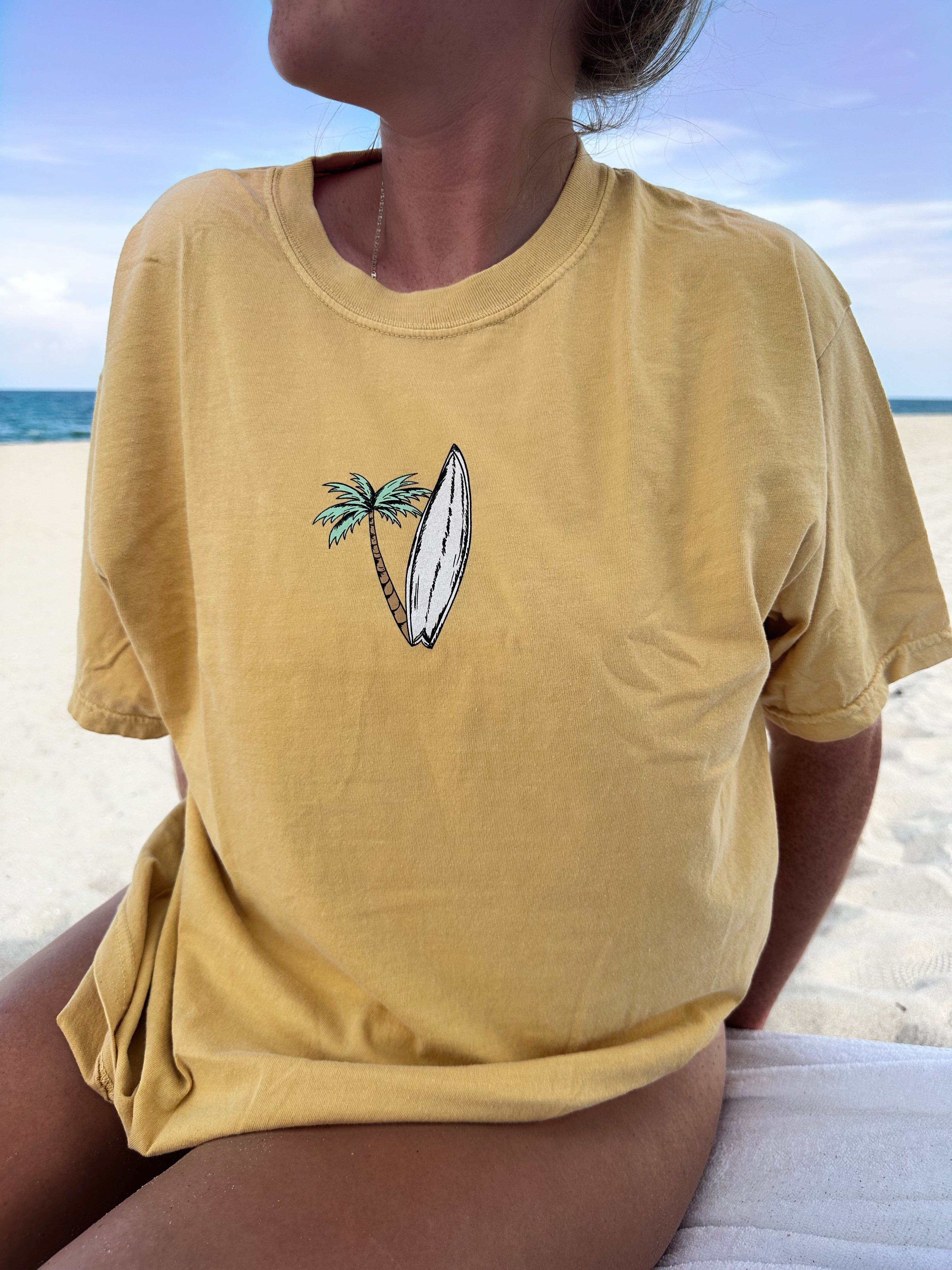Yellow Surfboard Tee sold by Sunkissed Coconut