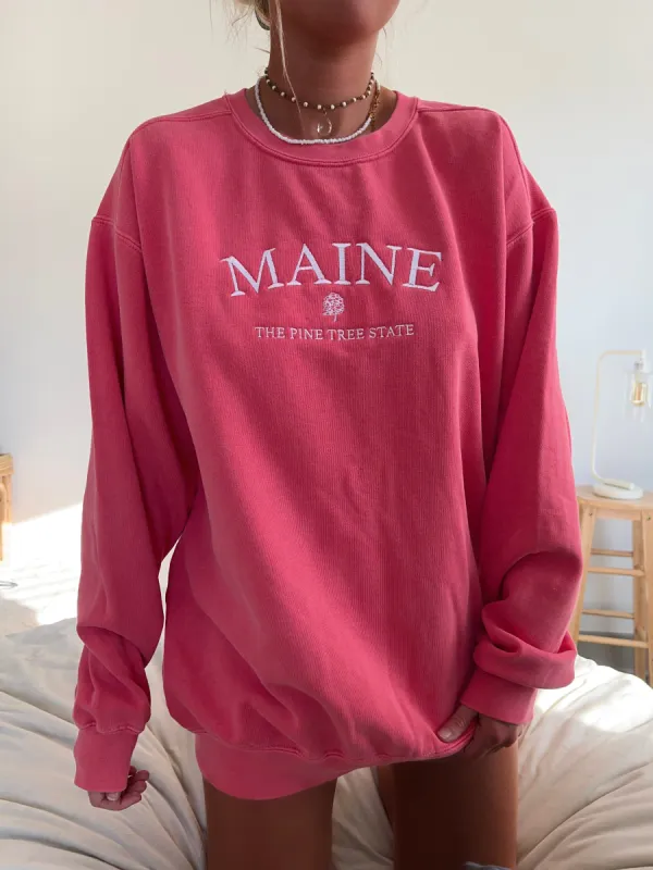 Embroider Maine Sweatshirt sold by Sunkissed Coconut