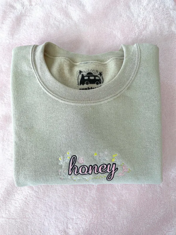 Honey Embroider Sweatshirt sold by Sunkissed Coconut