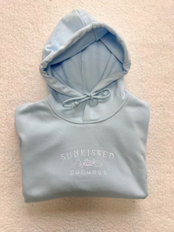 Everly Clearwater Blue Sunkissedcoconut Embroider Hoodie sold by Sunkissed Coconut