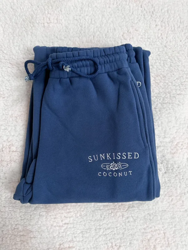 ( size XL) Louis Sailor Blue Sunkissedcoconut Embroider Flare Sweatpants sold by Sunkissed Coconut
