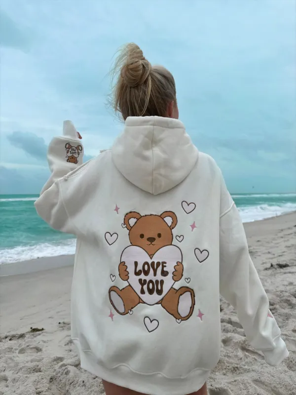 Teddy Bear Embroider Hoodie sold by Sunkissed Coconut
